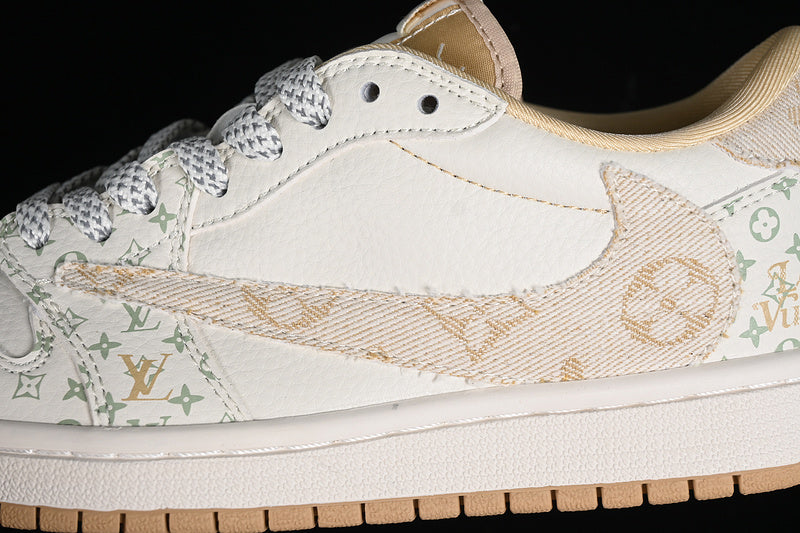 Nike Air Jordan 1 Low LV Travis Scott Fragment Design Grey Gold Sneakers