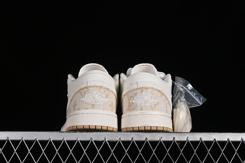 Nike Air Jordan 1 Low LV Khaki Pattern White Sneakers