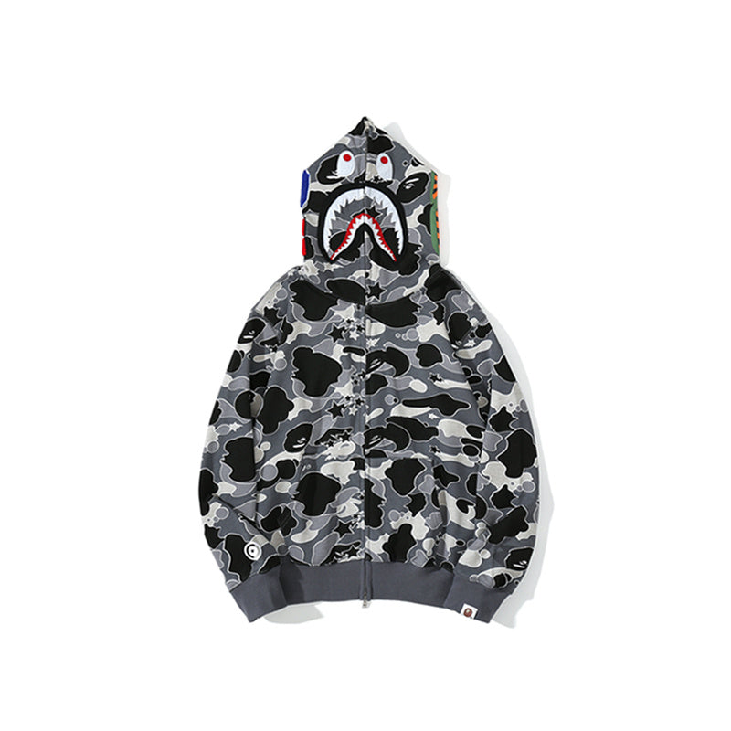 A Bathing Ape BAPE Shark Head STA Star Camo Hoodie Black