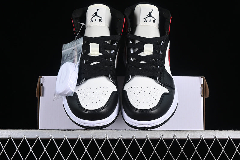 Nike Air Jordan 1 Mid Toe Sail Off Noir White Gym Red Sneakers