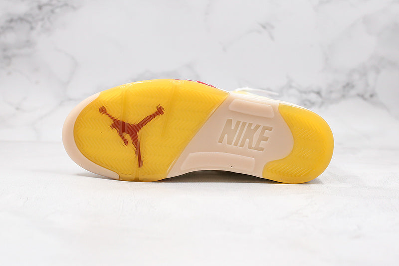 Nike Air Jordan Retro 5 SP x Off-White Muslin Cream Yellow Sneakers
