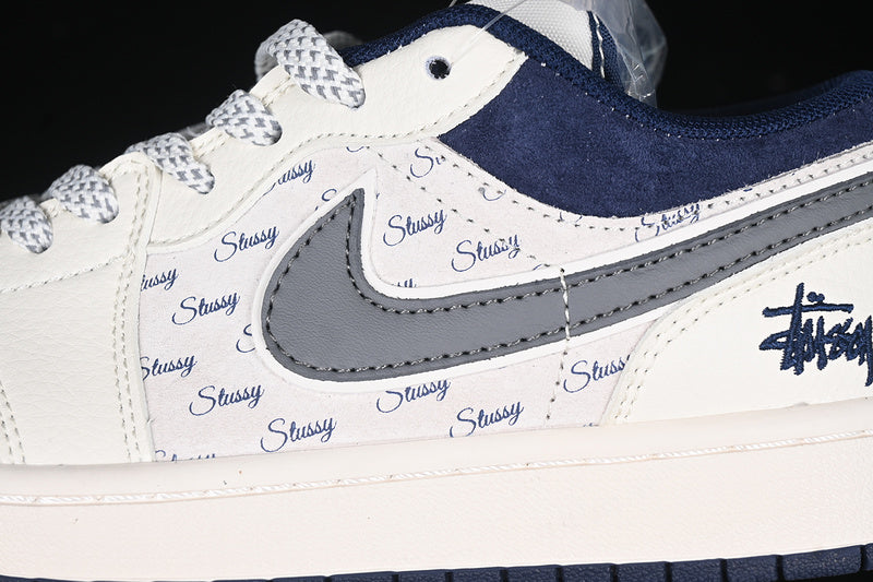 Nike Air Jordan 1 Low Navy Sole Grey White Navy Blue Sneakers