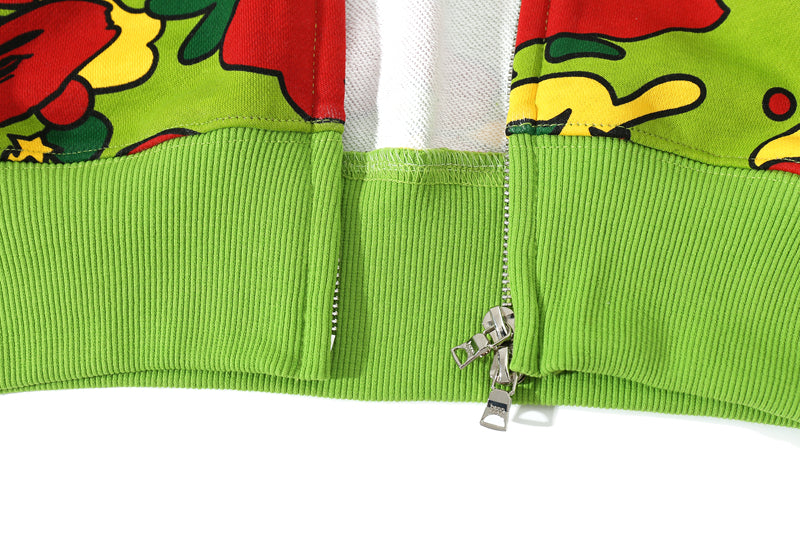 A Bathing Ape BAPE Shark Head STA Star Camouflage Hoodie Green Red