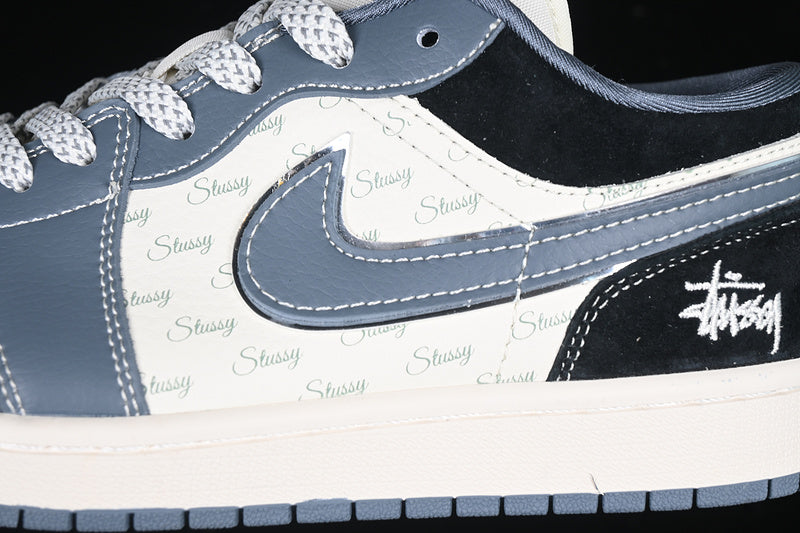 Nike Air Jordan 1 Low White Black Grey Blue Sneakers