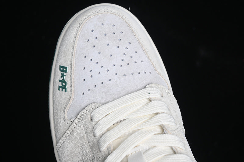Nike Air Jordan 1 Low Bape Green Sole Grey White Sneakers