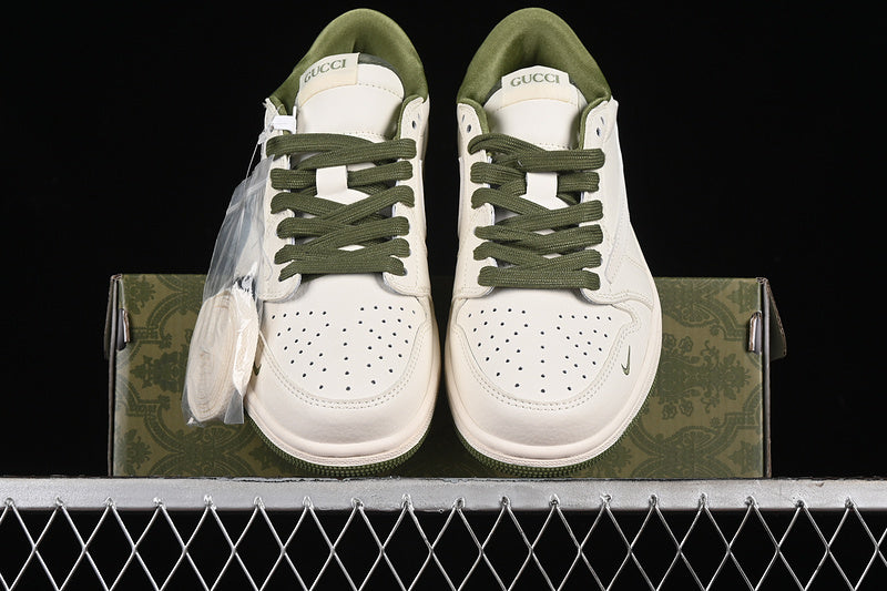 Nike Air Jordan 1 Low Off-White Travis Scott Fragment Design Green Sole White Green Sneakers