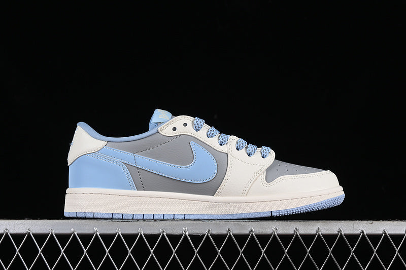 Nike Air Jordan 1 Low Travis Scott Fragment Design BAPE Grey White Blue Sneakers