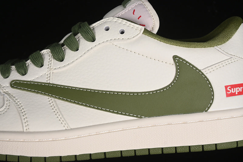Nike Air Jordan 1 Low Off-White Travis Scott Supreme White Green Sneakers