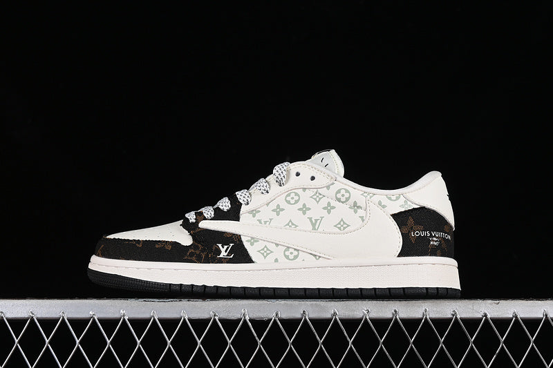 Nike Air Jordan 1 Low OG SP Travis Scott Fragment Design LV Black White Grey Gold Sneakers
