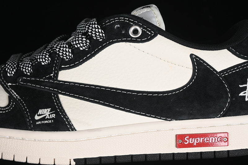 Travis Scott Fragment Design Nike Air Jordan 1 Low OG SP Black White Board Shoes