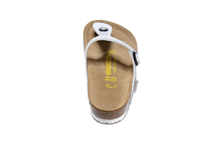 Birkenstock White Patent Leather Flip Flops