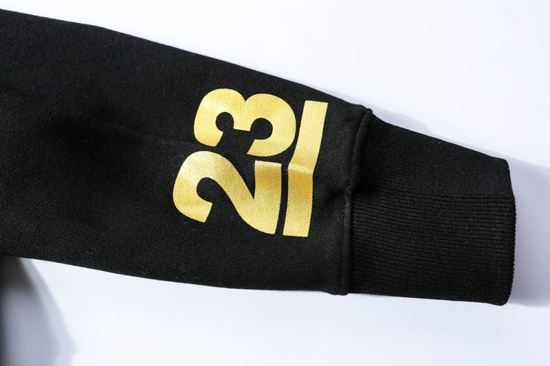 A Bathing Ape BAPE Black Gold Embroidered Shark Head Pocket Printed Hoodie Jacket