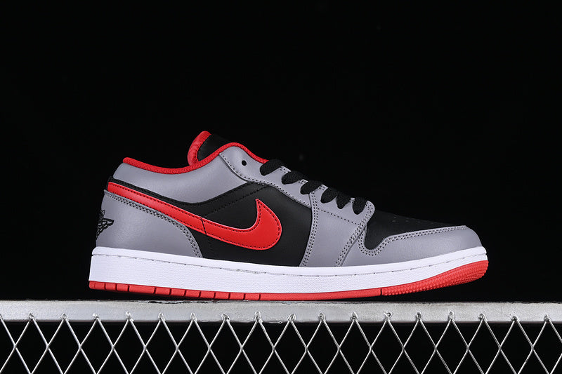 Nike Air Jordan 1 Low Black Smoke Grey Red Sneakers
