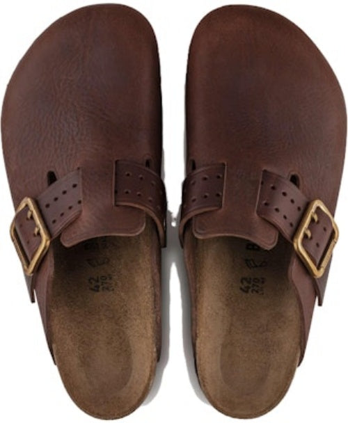 Birkenstock Boston Bold Leather 1022673 Narrow Fit Roast Brown Sandals