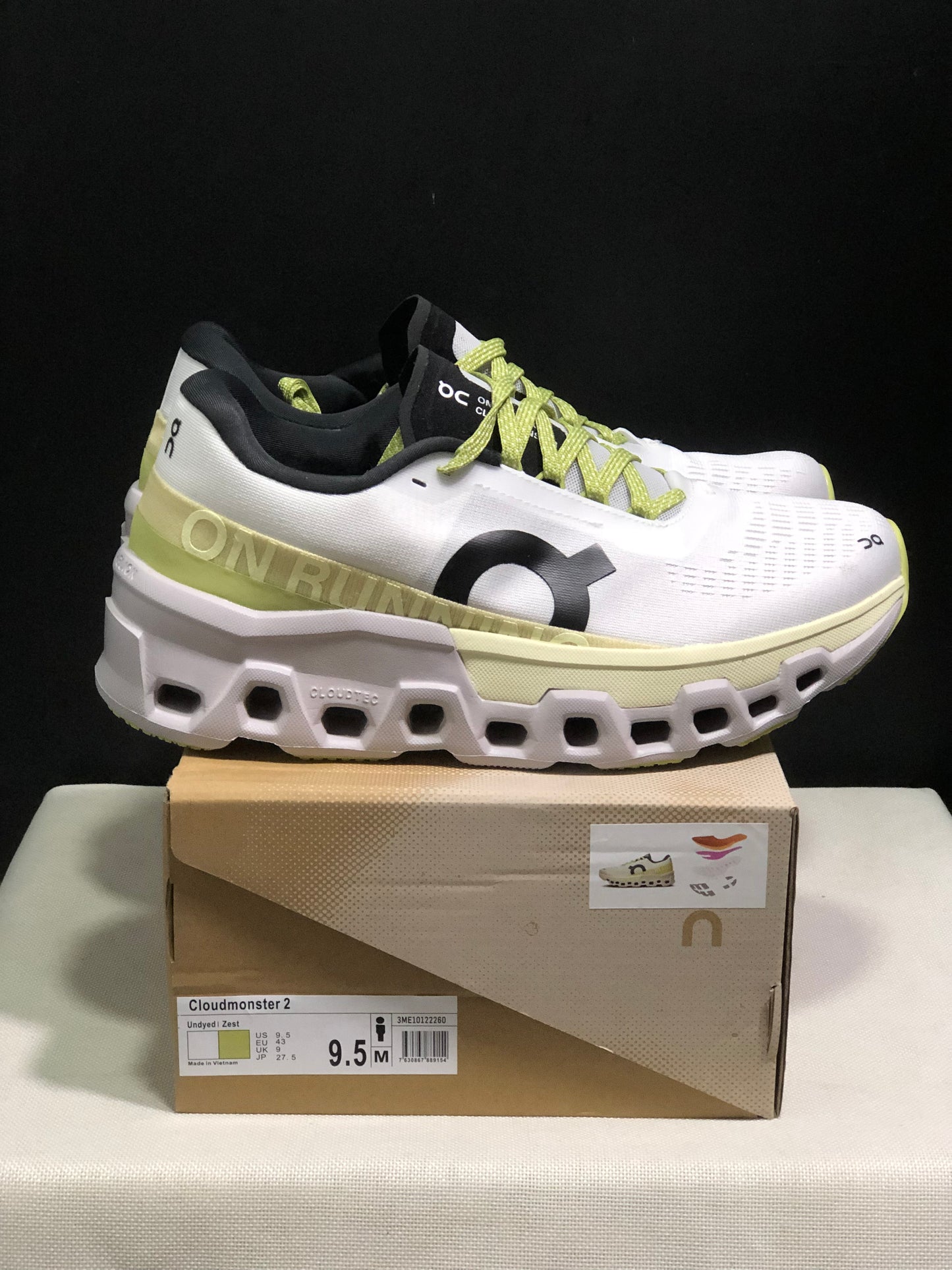 On Running Cloudmonster 2 Shock-Absorbing And Breathable Running Shoes White/Lemon Green