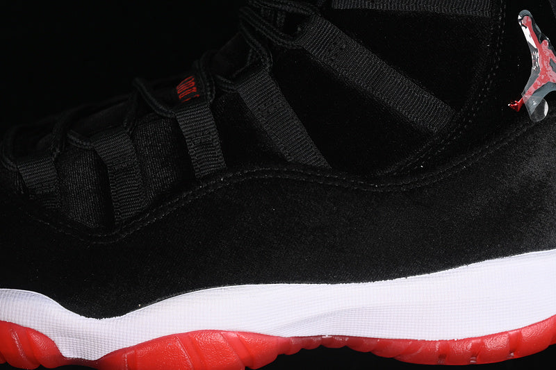 Nike Air Jordan 11 Retro Red White Bred Velvet Black Sneakers