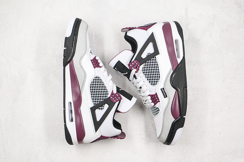 Nike Air Jordan 4 Retro x Paris Saint-Germain Bordeaux 2020 White Purple Sneakers