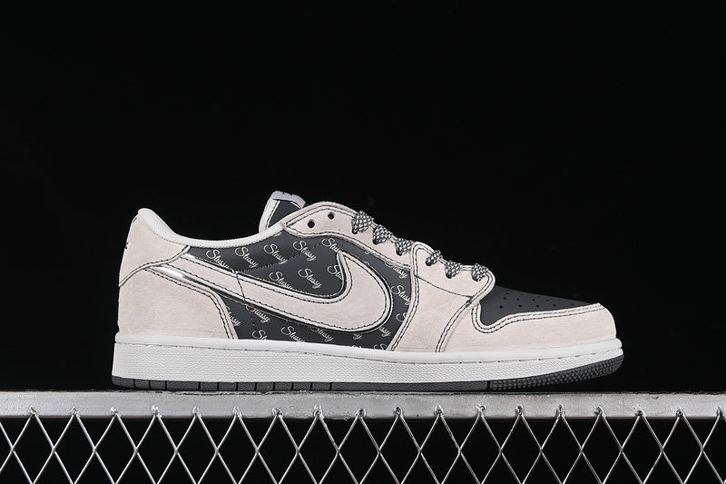 Travis Scott Fragment Design Nike Air Jordan 1 Low OG SP Charcoal Black Beige Sneakers