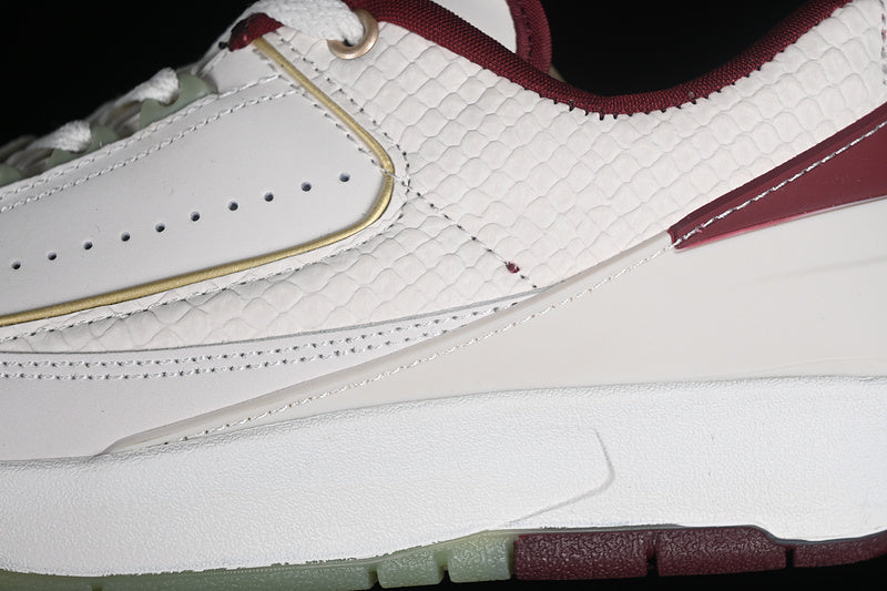 Nike Air Jordan 2 Retro Low Year Of The Dragon Grey Green Sole White Red Sneakers