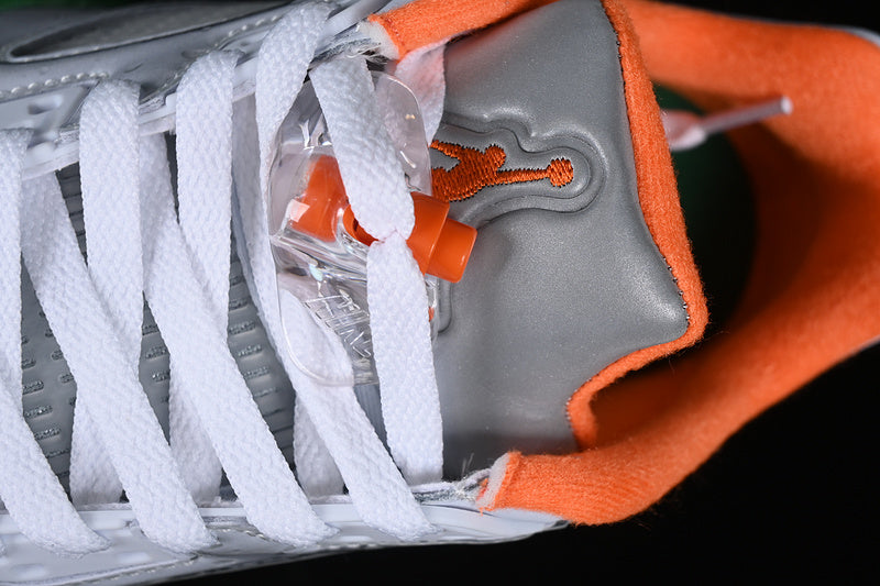 Nike Air Jordan 5 Retro Low GS Hurricanes Football Grey Brilliant Orange Pine Green Sneakers