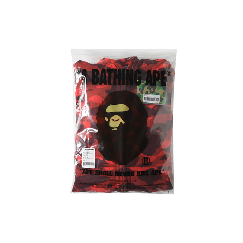 A Bathing Ape BAPE Shark Head Tiger Head Joint Edition Double Hat Camouflage Red Hoodie