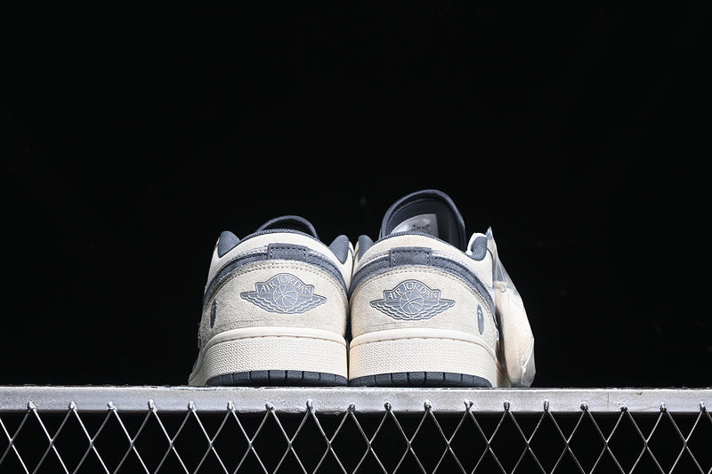 Travis Scott Fragment Design Nike Air Jordan 1 Low Bape OG SP Grey White Beige Sneakers