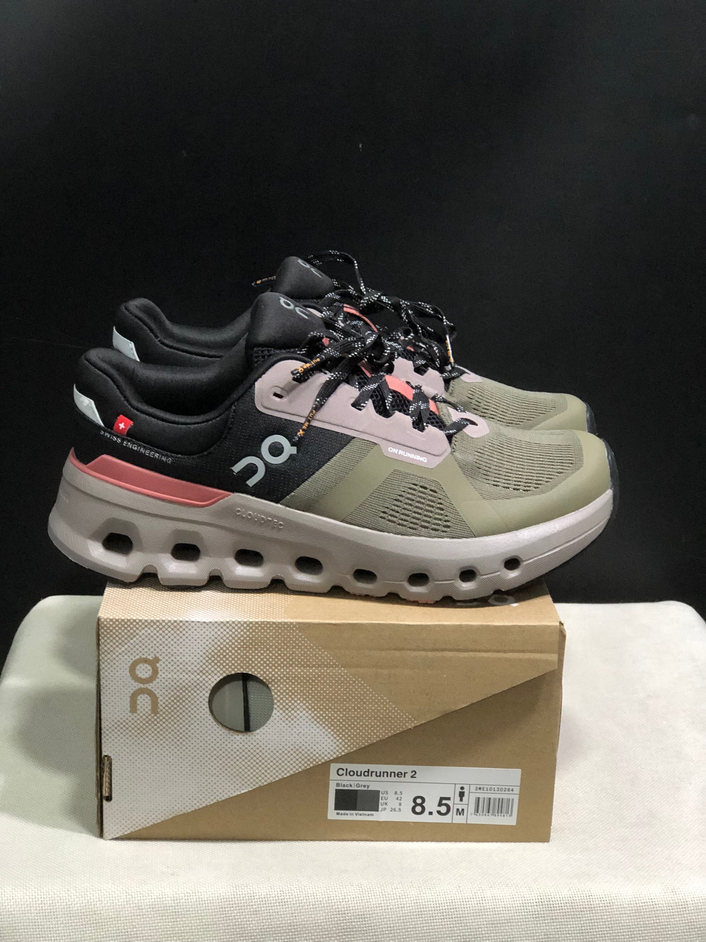 On Running Cloudrunner 2 Mesh Breathable Running Shoes Black/Military Green