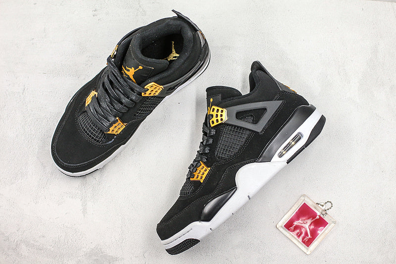 Nike Air Jordan 4 Retro Royalty Black Metallic Gold White Sneakers
