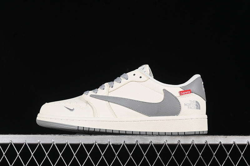 Travis Scott Fragment Design Nike Air Jordan 1 Low The North Face OG SP Grey White Board Shoes