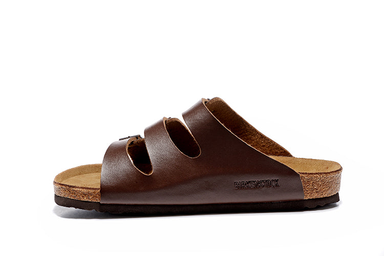 Birkenstock Florida Brown Three-Breasted Matte Leather Sandals