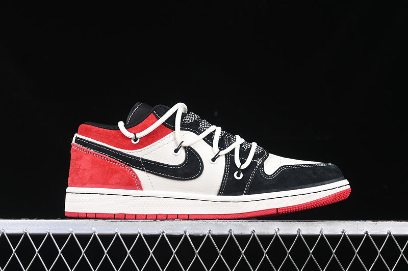 Nike Air Jordan 1 Low Black White Red Sneakers