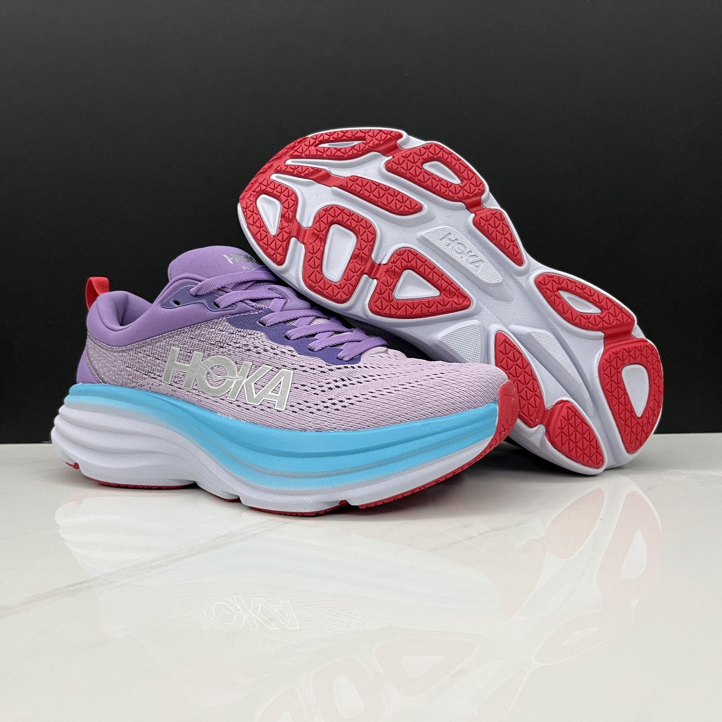 Hoka One One Bondi 8 Breathable Low-top Running Shoes Sneakers Light Purple
