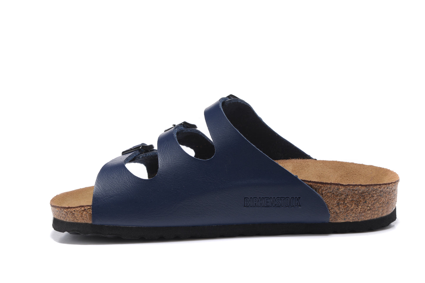 Birkenstock Florida Navy Three-Breasted Matte Leather Sandals