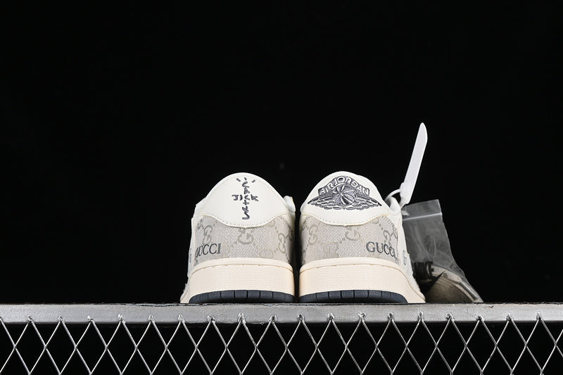 Nike Air Jordan 1 Retro Low GUCCI Travis Scott Fragment Design White Grey Sneakers