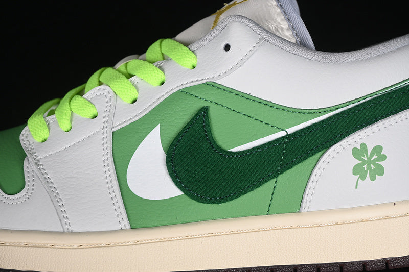 Nike Air Jordan 1 Low Phantom White Green Amber Brown Sole Sneakers