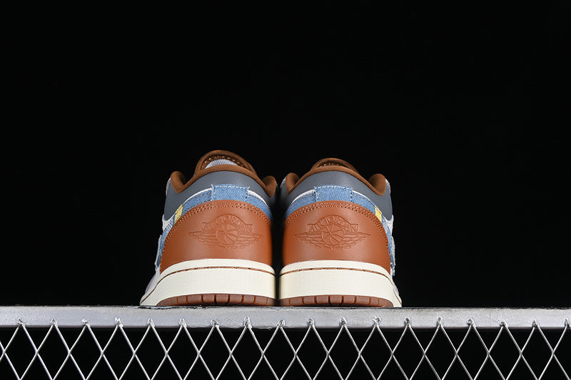 Nike Air Jordan 1 Low SE Phantom Amber Brown Star Blue Denim Sneakers