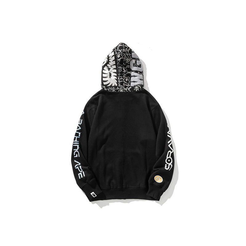 A Bathing Ape BAPE x SORAYAMA Shark Head Empty Mountain Base Joint Edition Black Hoodie