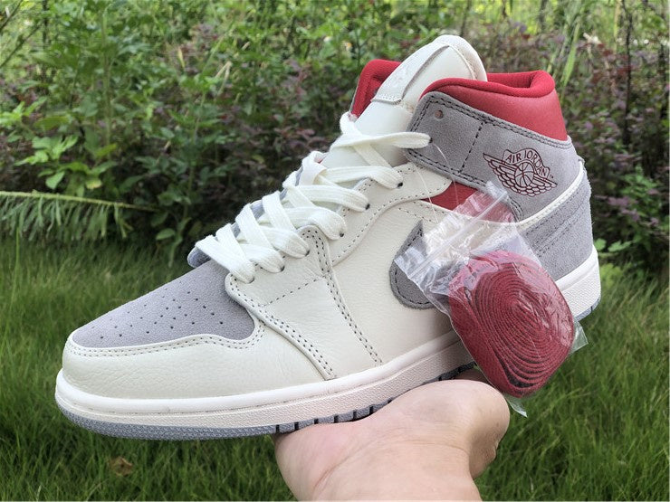 Nike Air Jordan 1 Mid PRM x SNS Sneakersnstuff Red Grey Sneakers