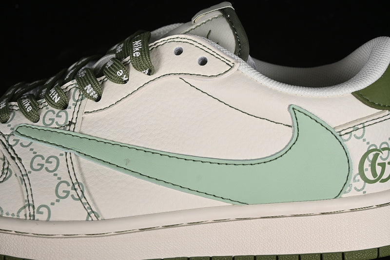Nike Air Jordan 1 Low OG SP Off-White Travis Scott Fragment Design White Green Sole Sneakers