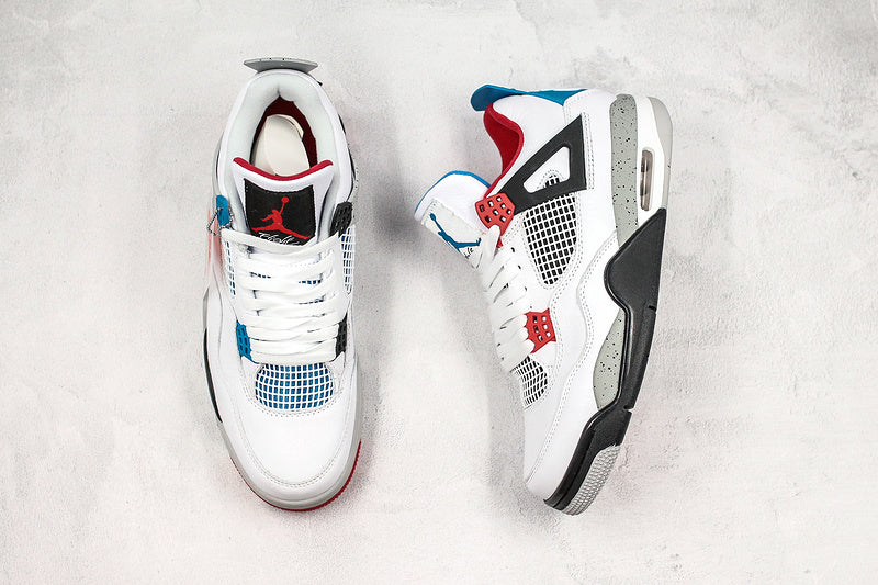 Nike Air Jordan 4 Retro SE Mid What The White/Red/Blue Mandarin Duck Style Sneakers