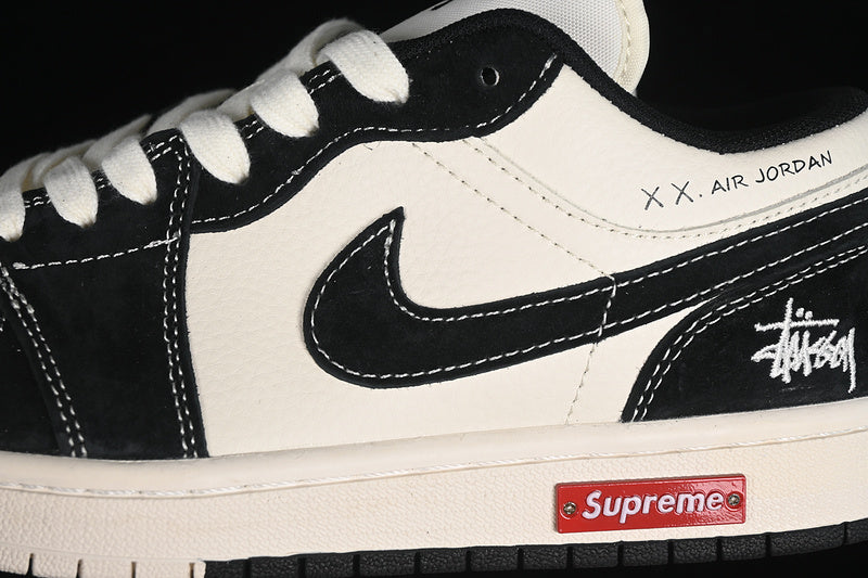 Nike Air Jordan 1 Low Supreme Black White Sneakers