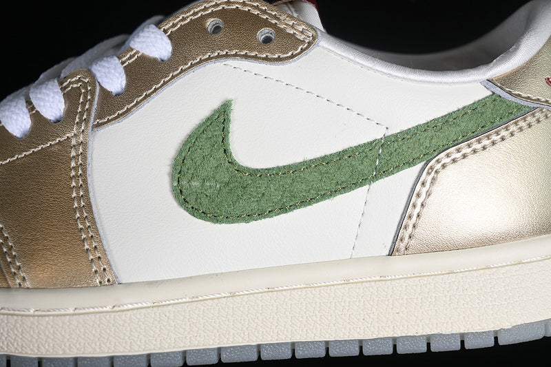 Nike Air Jordan 1 Low Year Of The Dragon Metallic Gold Grain Saturn Gold Cedar Sneakers