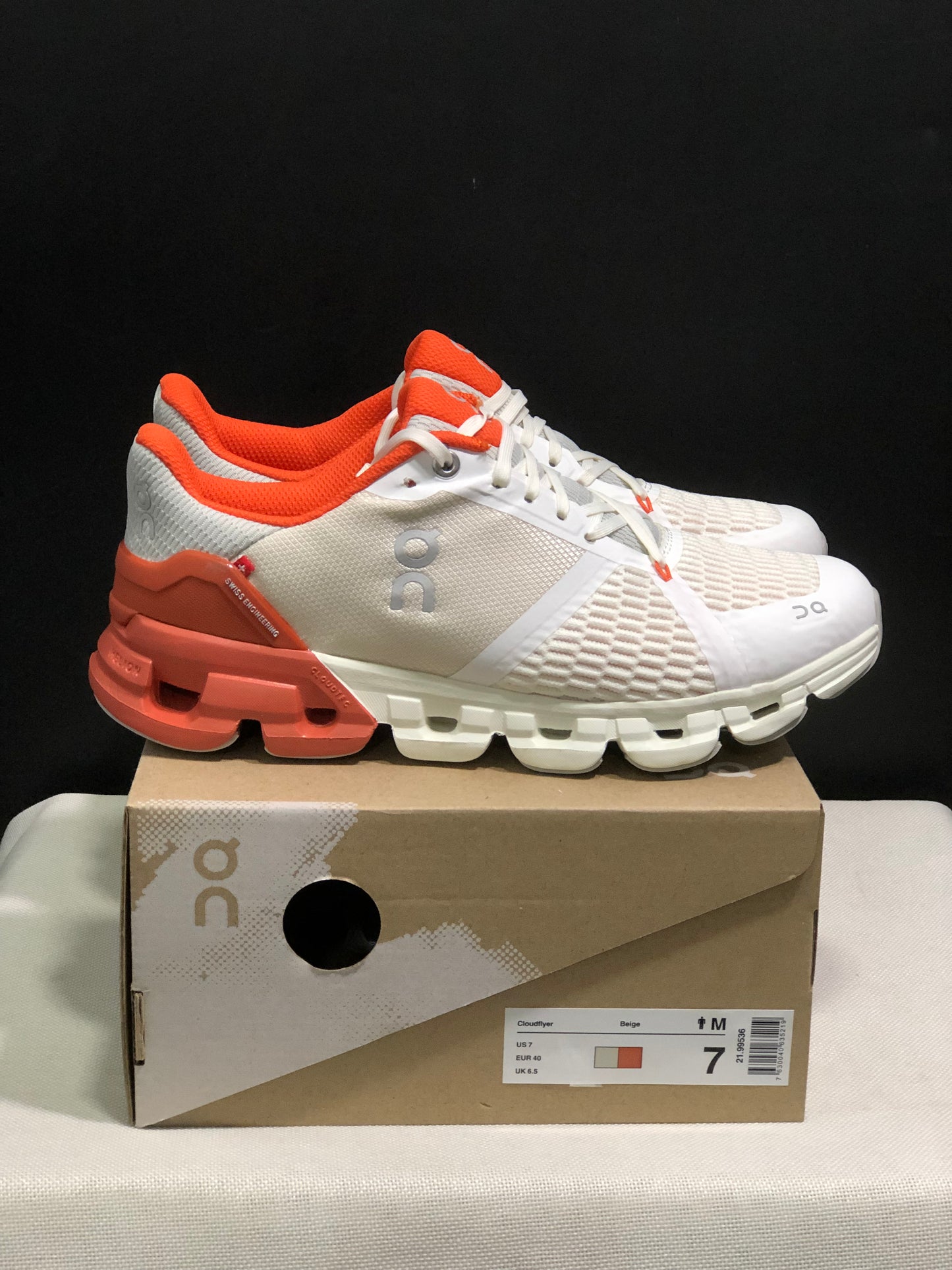 On Running Cloudflyer Shock-Absorbing Running Shoes Beige/Orange
