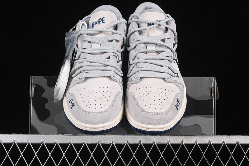 Nike Air Jordan 1 Low BAPE Blue Sole Grey White Sneakers