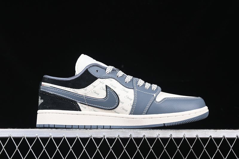 Nike Air Jordan 1 Low White Black Grey Blue Sneakers