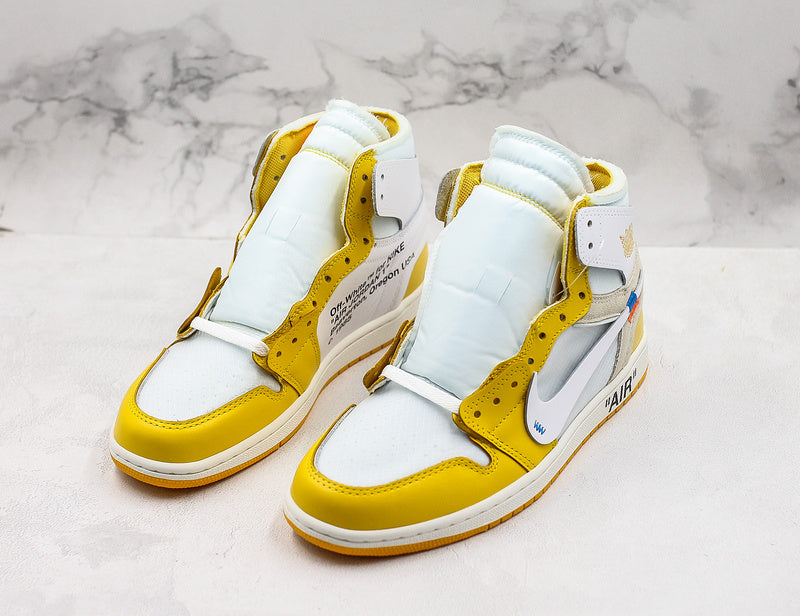 Nike Air Jordan Retro 1 Off-White Yellow White Sneakers