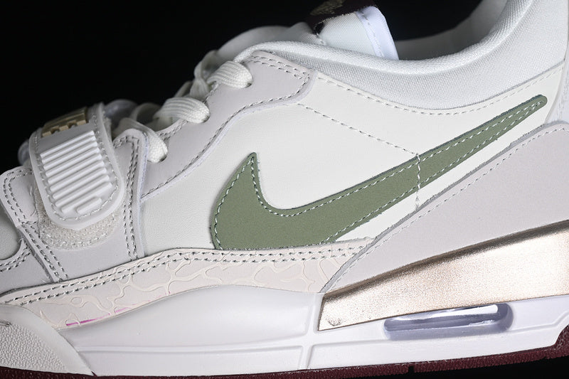 Nike Air Jordan Legacy 312 Year Of The Dragon Sail Metallic Grain Oil Green Grey White Sneakers