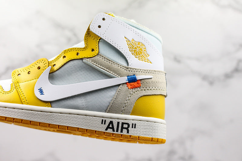 Nike Air Jordan Retro 1 Off-White Yellow White Sneakers