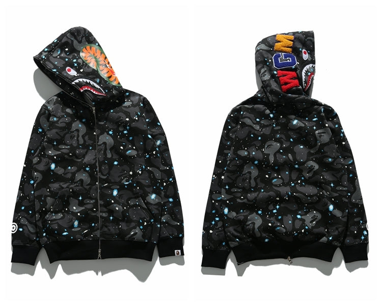 A Bathing Ape BAPE Shark Head Noctilucent Series Hoodie Astral