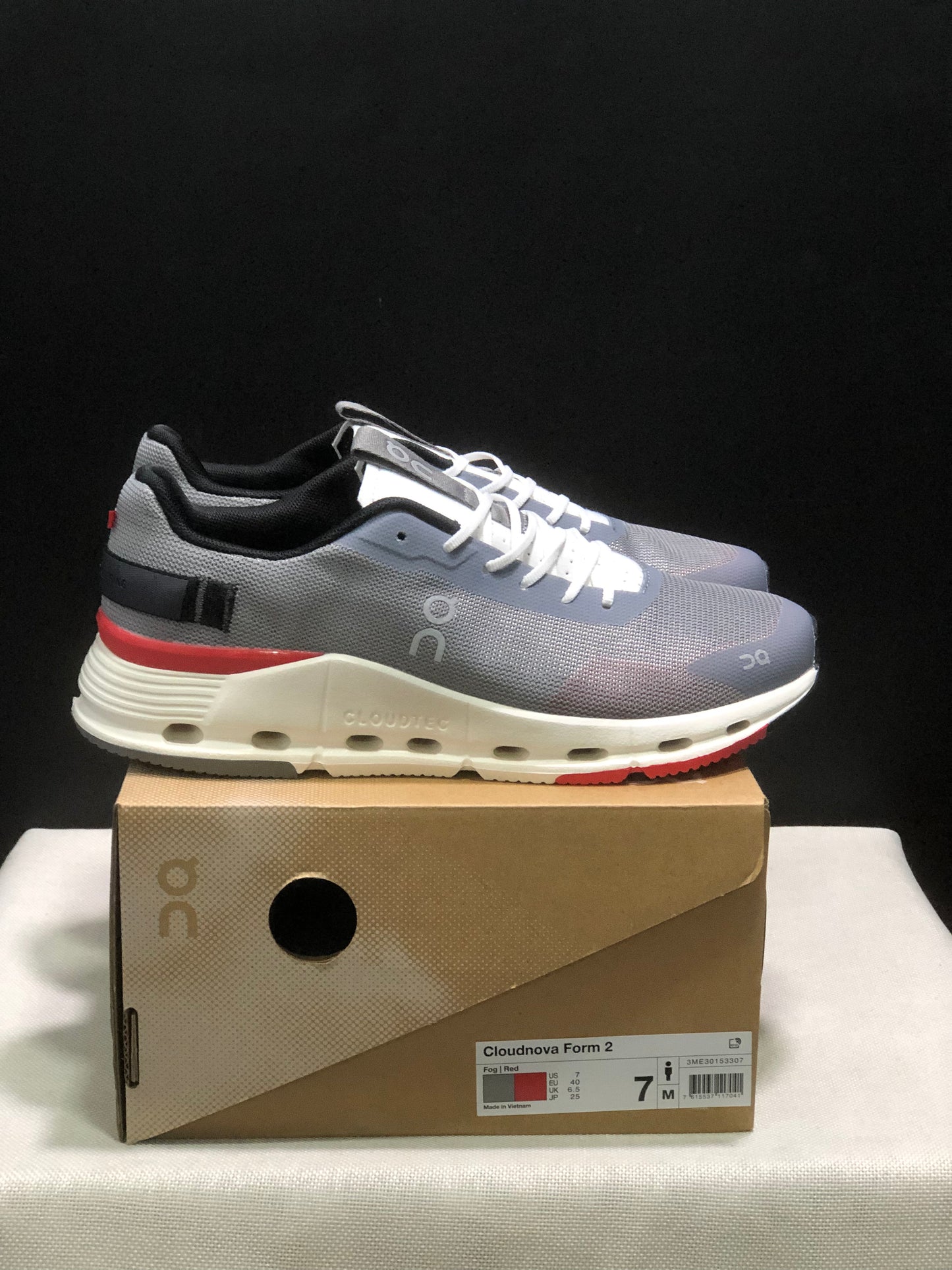 On Running Cloudnova Form 2 Fashionable Casual Running Shoes Fog Grey/Red